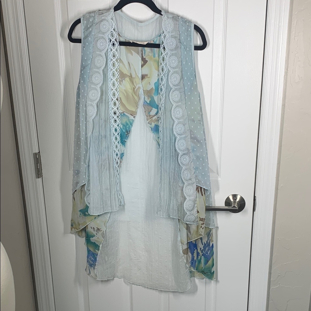 Soft Surroundings sleeveless kimono/ long flowy vest size S/M